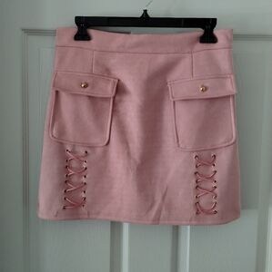 Vestidos Pink Faux Suede Mini Skirt Size L